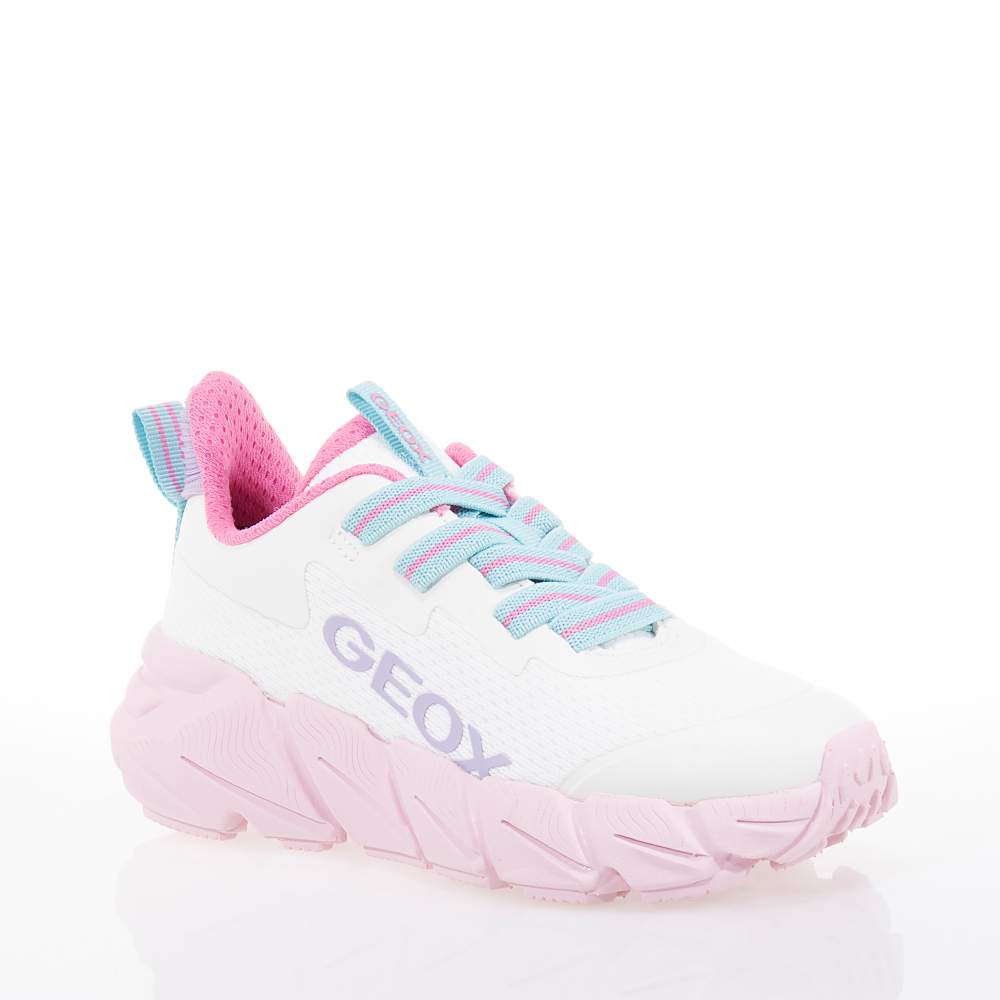 GEOX J FLEXPER ΠΑΙΔΙΚΑ SNEAKERS ΛΕΥΚΑ-ΡΟΖ