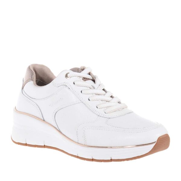 TAMARIS ΓΥΝΑΙΚΕΙΑ ΔΕΡΜΑΤΙΝΑ SNEAKERS ΛΕΥΚΑ