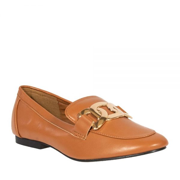 LOAFERS WITH PLATE CHAIN ​​CAMEL LL-1050