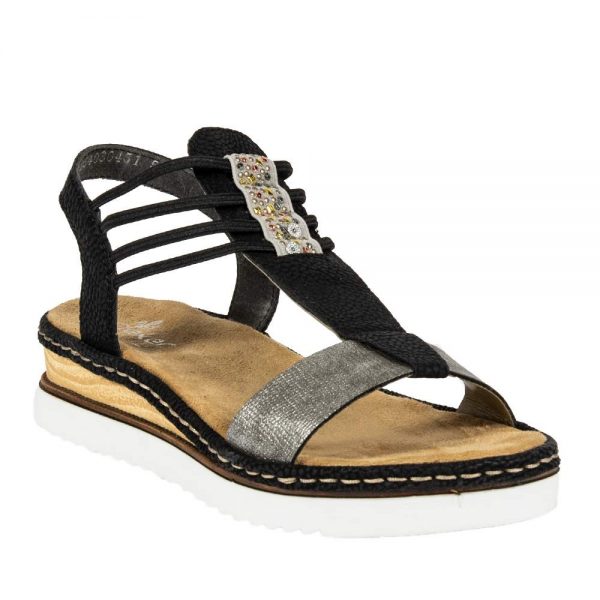 RIEKER 679L1-90 BLACK SANDALS WITH RUBBERS