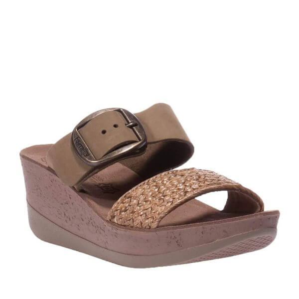 FANTASY ROXY S5013 KHAKI PLATFORM MULES