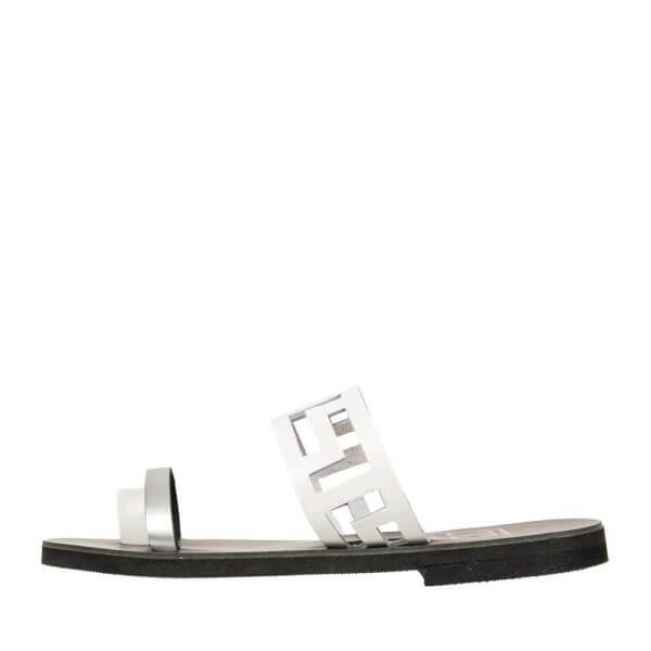 LEATHER SANDALS MEANDROS WHITE TS100