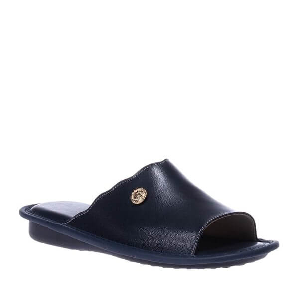 CASTOR 5517 BLUE LEATHER SLIPPERS