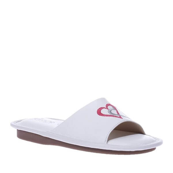 CASTOR 5651 WHITE LEATHER SLIPPERS