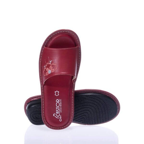 CASTOR 5759 RED LEATHER SLIPPERS
