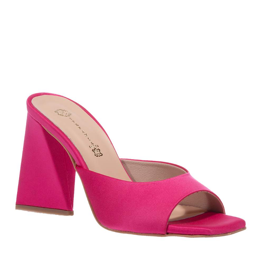 FUCHSIA MULES WITH TRIANGLE HEEL TOP9233 | Topshoes.gr