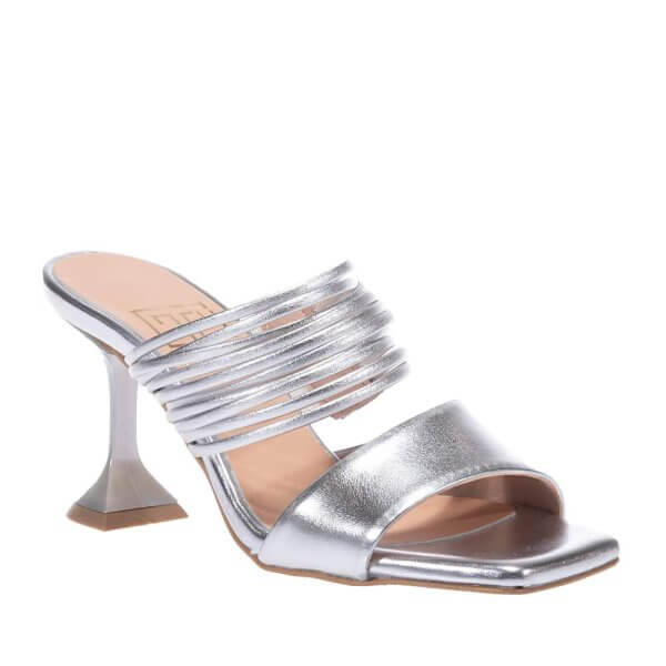 SILVER HEELED MULES TOP720