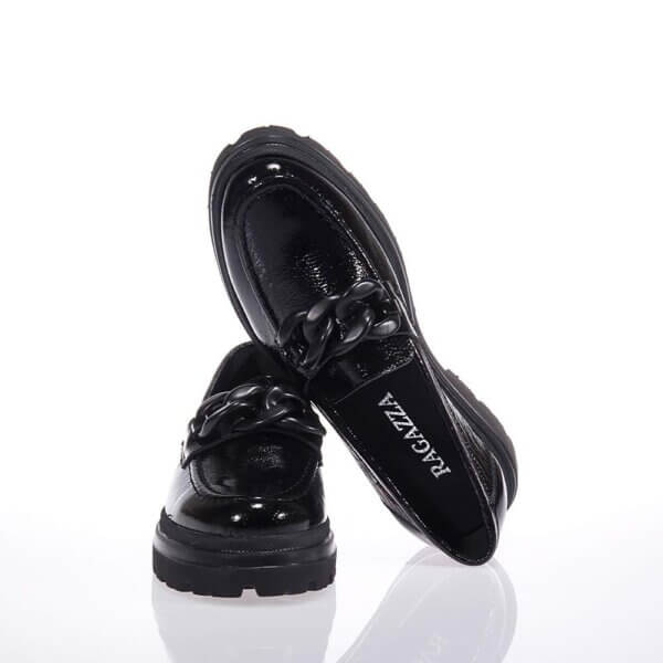 RAGAZZA 0186 BLACK MOCCASIN WITH CHAIN