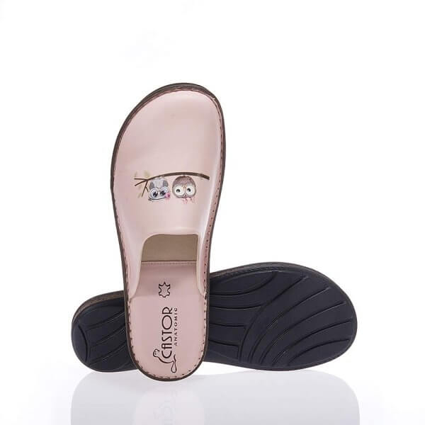 CASTOR 3315 NUDE LEATHER SLIPPERS