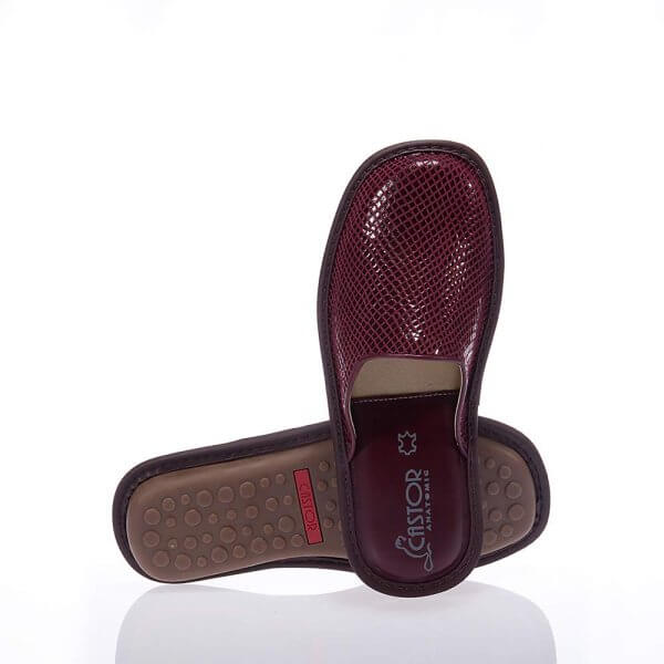 CASTOR 3926 BURGUNDY LEATHER SLIPPERS