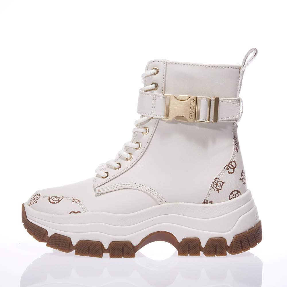 GUESS BIKERZ FL8BKZELE12 CREAM BOOTS Topshoes.gr