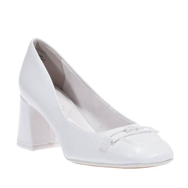 TAMARIS 22416-20 WHITE SQUARE TOE HEELS