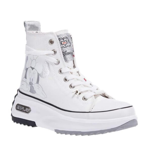 REPLAY AQUA DISNEY 1 RV1Q0001T ΛΕΥΚΑ ΜΠΟΤΑΚΙΑ SNEAKERS