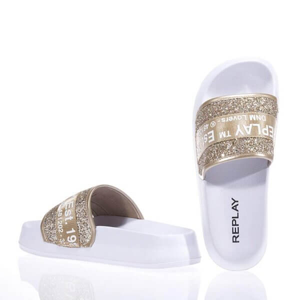 REPLAY NEW LOTTY GLITTER RF1H0016S ΜΑΥΡΑ SLIDES