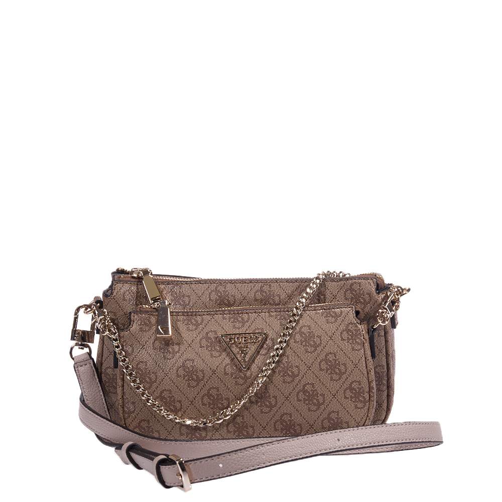 GUESS NOELLE HWBG7879710 ΤΣΑΝΤΑ DOUBLE POUCH ΜΠΕΖ GUESS NOELLE HWBG7879710 ΤΣΑΝΤΑ DOUBLE POUCH ΜΠΕΖ