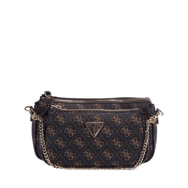 GUESS NOELLE HWQL7879710 ΤΣΑΝΤΑ DOUBLE POUCH ΚΑΦΕ