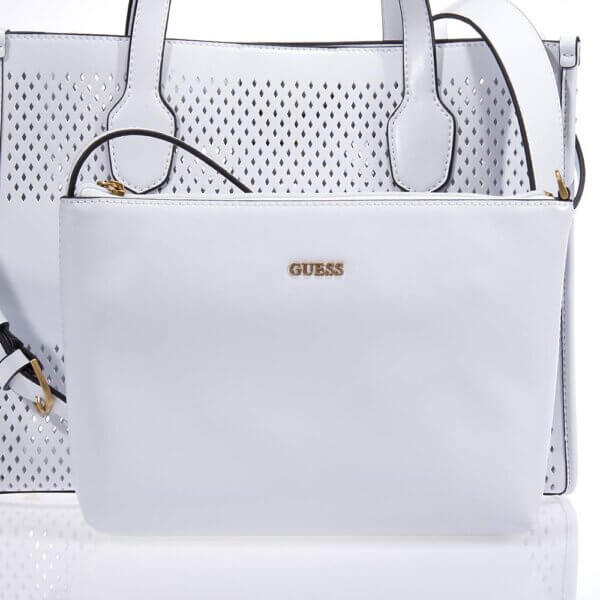 GUESS KATEY PERF SMALL TOTE HWWH8769220 ΤΣΑΝΤΑ ΛΕΥΚΗ
