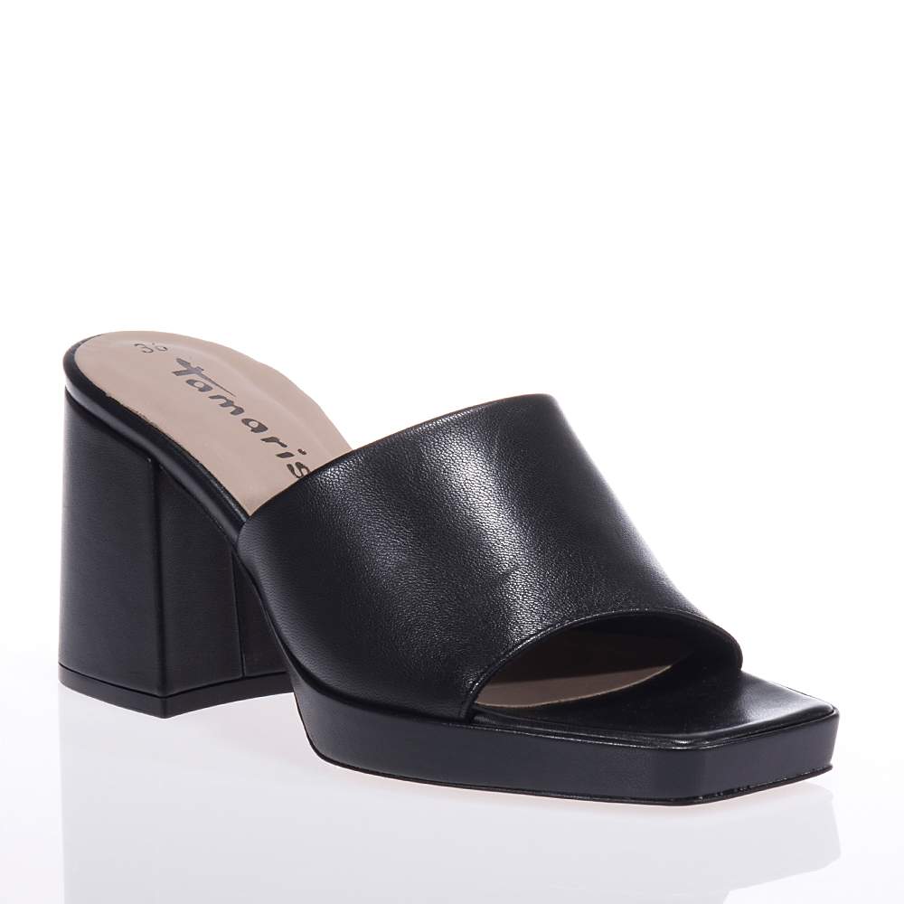 TAMARIS 27222 20 BLACK LEATHER MULES Topshoes.gr