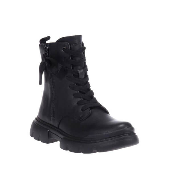 GEOX J36HVG BLACK BIKER BOOTS