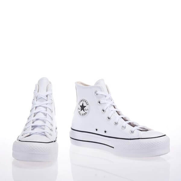 CONVERSE ALL STAR LIFT 561676C WHITE LEATHER BOOTS