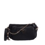 GUESS NOELLE ΓΥΝΑΙΚΕΙΑ ΤΣΑΝΤΑ DOUBLE POUCH ΜΑΥΡΗ