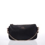GUESS NOELLE ΓΥΝΑΙΚΕΙΑ ΤΣΑΝΤΑ DOUBLE POUCH ΜΑΥΡΗ