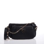 GUESS NOELLE ΓΥΝΑΙΚΕΙΑ ΤΣΑΝΤΑ DOUBLE POUCH ΜΑΥΡΗ
