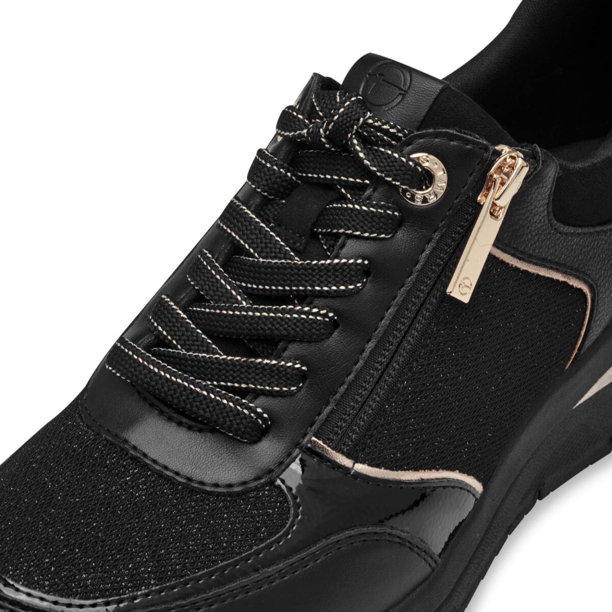 TAMARIS VEGAN ΓΥΝΑΙΚΕΙΑ ΜΑΥΡΑ-ΧΡΥΣΑ SNEAKERS