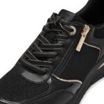 TAMARIS VEGAN ΓΥΝΑΙΚΕΙΑ ΜΑΥΡΑ-ΧΡΥΣΑ SNEAKERS