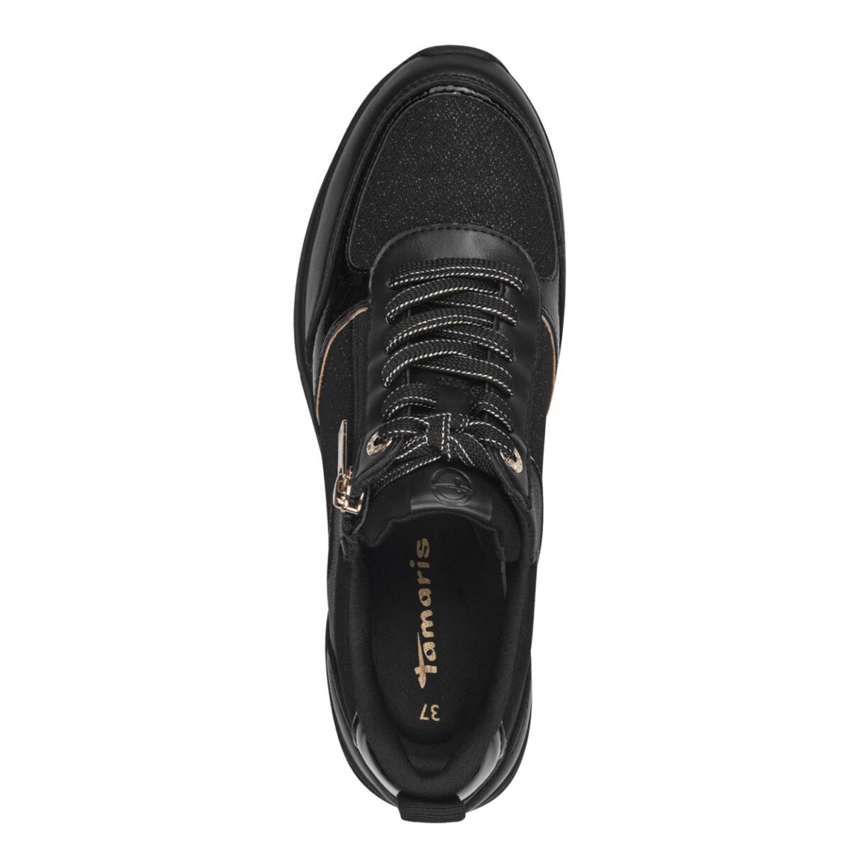 TAMARIS VEGAN ΓΥΝΑΙΚΕΙΑ ΜΑΥΡΑ-ΧΡΥΣΑ SNEAKERS