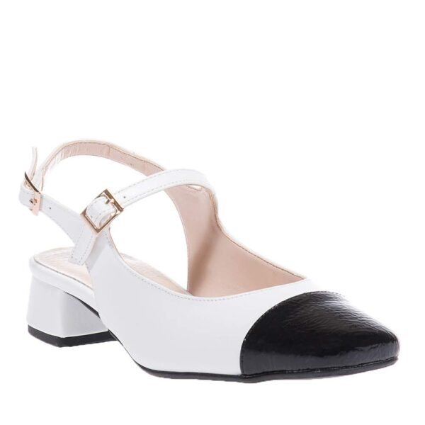 BEATRIS B380 WHITE-BLACK SLINGBACK HEELS