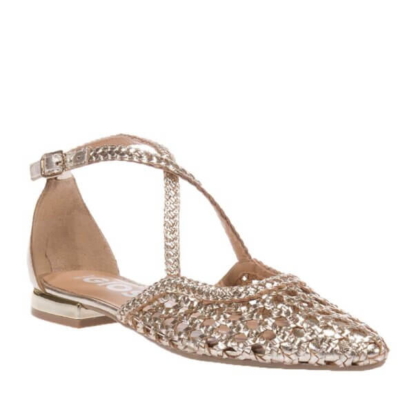 GIOSEPPO LESKOVIC 71180 GOLD LEATHER BALLERINA SHOES