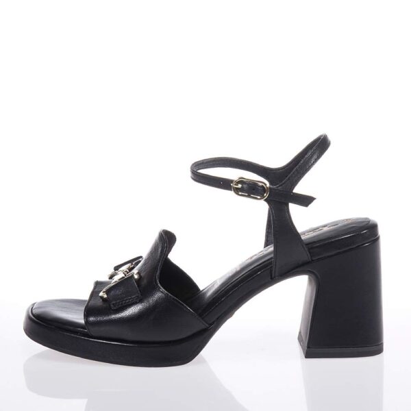 TAMARIS 28002-42 LEATHER MID HEELS SANDALS BLACK