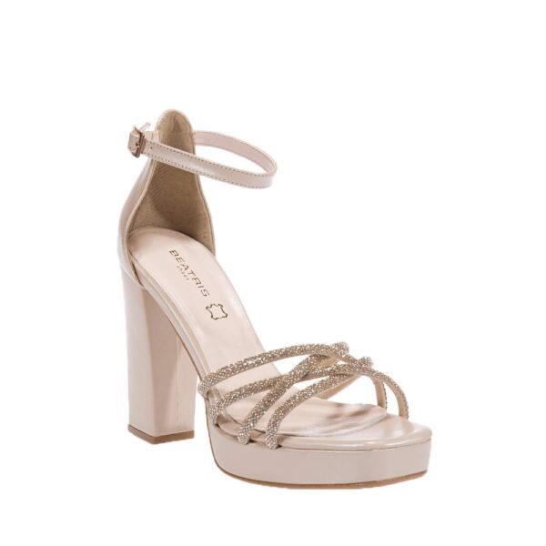 BEATRIS B4080 BEIGE PEARL SANDALS WITH STRASS