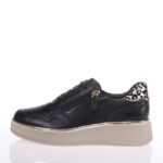 TAMARIS ΓΥΝΑΙΚΕΙΑ SNEAKERS ΔΕΡΜΑΤΙΝΑ ΜΑΥΡΑ