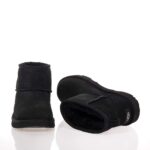 UGG CLASSIC MINI II ΠΑΙΔΙΚΑ ΜΠΟΤΑΚΙΑ ΔΕΡΜΑΤΙΝΑ ΜΑΥΡΑ