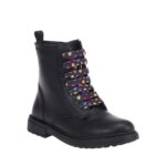 GEOX J ECLAIR ΠΑΙΔΙΚΑ ΜΠΟΤΑΚΙΑ ΜΑΥΡΑ