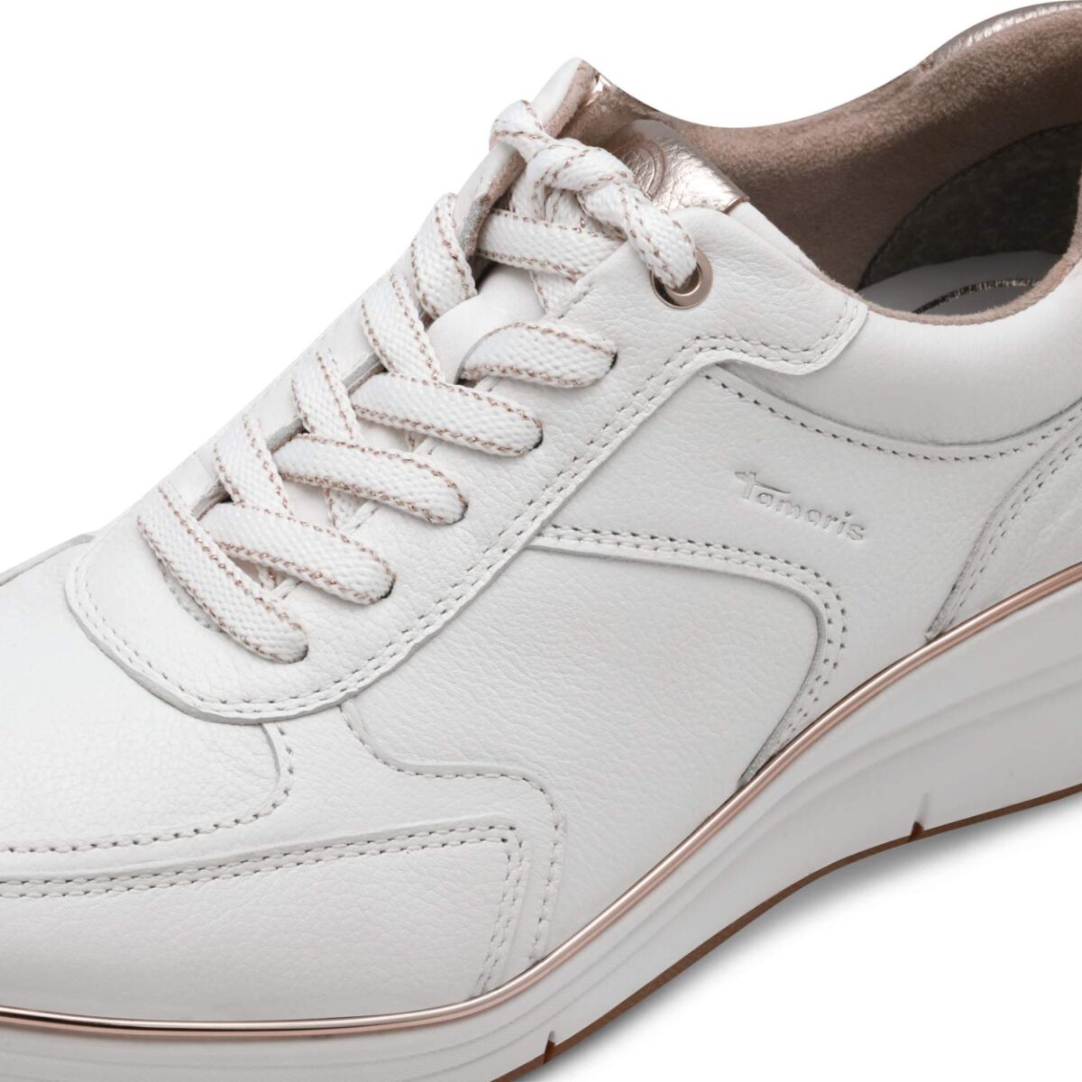 TAMARIS ΓΥΝΑΙΚΕΙΑ ΔΕΡΜΑΤΙΝΑ SNEAKERS ΛΕΥΚΑ