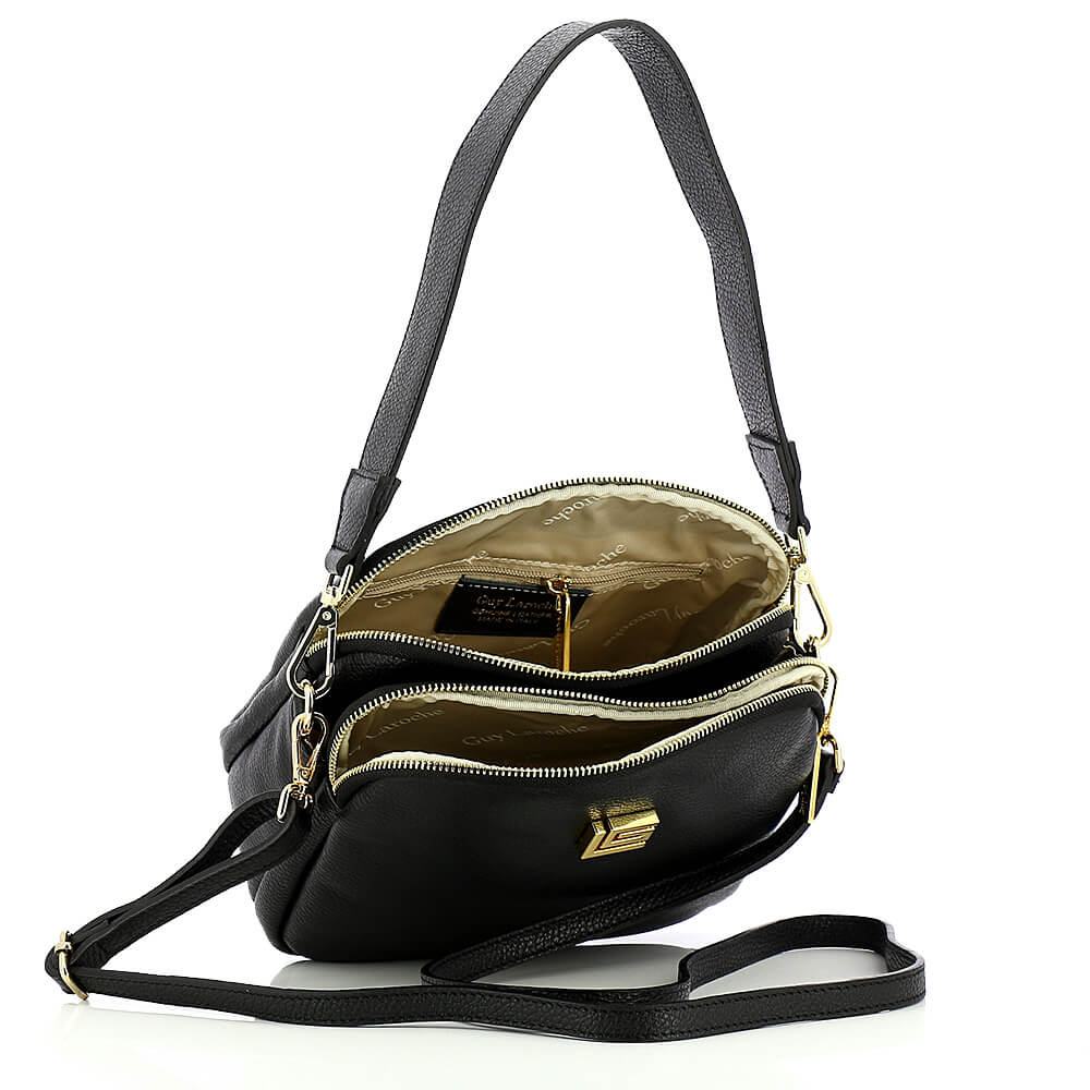 GUY LAROCHE ΔΕΡΜΑΤΙΝΗ ΓΥΝΑΙΚΕΙΑ ΤΣΑΝΤΑ CROSSBODY ΜΑΥΡΗ