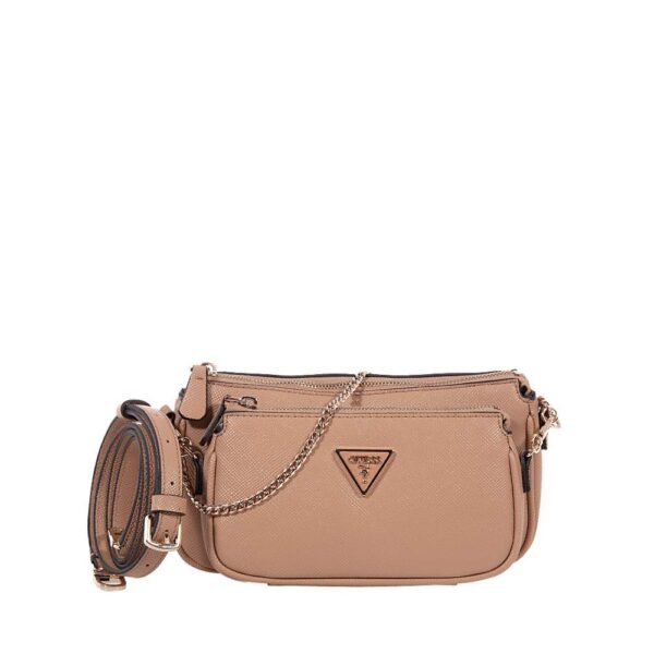 GUESS NOELLE ΓΥΝΑΙΚΕΙΑ ΤΣΑΝΤΑ DOUBLE POUCH ΜΠΕΖ