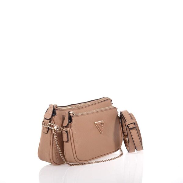 GUESS NOELLE ΓΥΝΑΙΚΕΙΑ ΤΣΑΝΤΑ DOUBLE POUCH ΜΠΕΖ