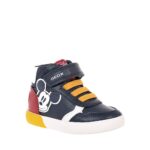GEOX B GISLI ΠΑΙΔΙΚΑ SNEAKERS HIGH MICKEY MOUSE ΜΠΛΕ