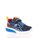GEOX J CIBERDRON ΠΑΙΔΙΚΑ SNEAKERS SUPERMAN ΜΕ ΦΩΤΑΚΙΑ ΜΠΛΕ