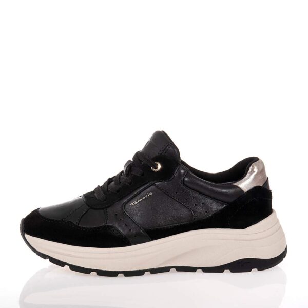 TAMARIS ΓΥΝΑΙΚΕΙΑ SNEAKERS ΔΕΡΜΑΤΙΝΑ ΜΑΥΡΑ