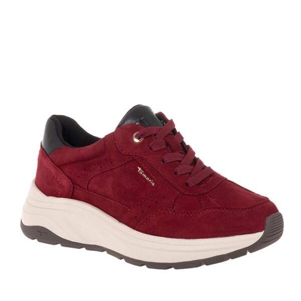 TAMARIS ΓΥΝΑΙΚΕΙΑ SNEAKERS ΔΕΡΜΑΤΙΝΑ ΜΠΟΡΝΤΟ