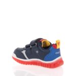 GEOX B LIGHTYLOO ΠΑΙΔΙΚΑ SNEAKERS SUPERMAN ΜΕ ΦΩΤΑΚΙΑ ΜΠΛΕ