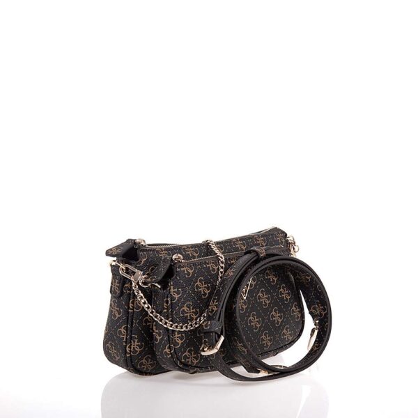 GUESS NOELLE II ΓΥΝΑΙΚΕΙΑ ΤΣΑΝΤΑ DOUBLE POUCH ΚΑΦΕ